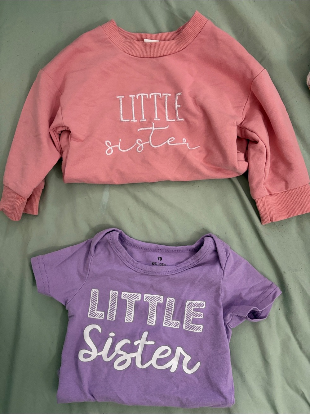 6 month old Little sister long sleeve onesie and t shirt onesie